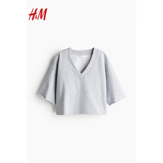 H&M2024夏季女装V领T恤1234178 白色 170/116A