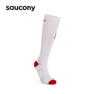 Saucony 索康尼春季运动袜男女款跑步袜舒适高筒袜SC0239204 白色 L