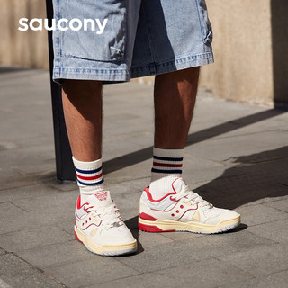 saucony 索康尼 CROSS 90prm板鞋春季真皮牛皮休闲鞋运动鞋子男 米红 40