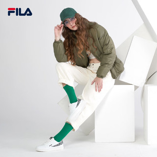 FILA 斐乐 女士运动棉服立领开衫保暖外套休闲上衣面包服欧版 橄榄绿 M