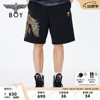 BOY LONDON 春夏24男女同款休闲裤烫金老鹰翅膀印花短裤N14984 金色 S