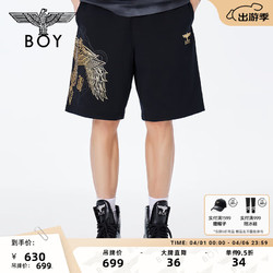 BOY LONDON 伦敦男孩 春夏24男女同款休闲裤烫金老鹰翅膀印花短裤N14984 金色 S