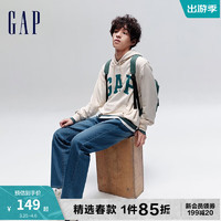 Gap 盖璞 男女装春季2024新款LOGO美式复古连帽法式圈织软卫衣892186 奶油米色 185/108A(XXXL)亚洲尺码