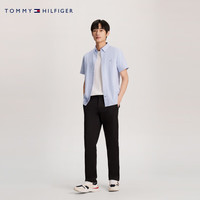 TOMMY HILFIGER【细条纹】24春夏男装牛津纺通勤修身短袖衬衫02782 蓝白条纹0GZ L（：140-155斤）