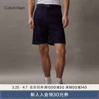 Calvin Klein Jeans24春夏男士舒适含亚麻双后袋宽松牛仔短裤J325423 1AP-牛仔深蓝 36