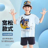 汪汪队立大功（PAW PATROL）儿童短袖套装男童夏季短裤宝宝裤子休闲两件套卡通童装PA1725 130 PA1725蓝色+藏蓝 130适合身高120-130cm