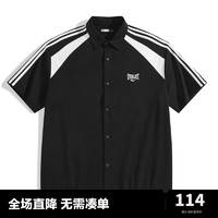 太平鸟女装 太平鸟男装AIRxPEACE everlast联名短袖男衬衫BYCJD2225 黑色1（阔）