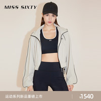 MISS SIXTY2024春季外套女可收连帽复古运动风宽松拉链短款 浅灰绿 XS