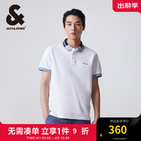 杰克·琼斯（JACK&JONES）春夏男士撞色胸口刺绣装饰商务休闲polo衫男224206009 A06雪白 常规 A06雪白 185/104A/XL