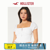 HOLLISTER24春夏甜辣泡泡袖两穿短袖短款衬衫上衣女 357995-1 白色 M (165/92A)