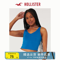 HOLLISTER24年春夏辣妹柔软弹力面料短款V领背心 女 358231-1 蓝色 L (165/100A)