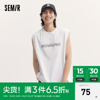 森马（Semir）背心男2024夏季时尚简约运动风印花上衣oversize针织内搭 漂白10007 160/80A/XS