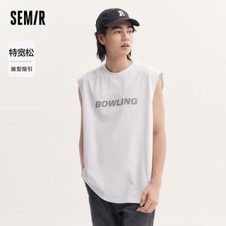 森马（Semir）背心男2024夏季时尚简约运动风印花上衣oversize针织内搭 漂白10007 160/80A/XS