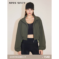 MISS SIXTY2024春季外套女可收连帽复古运动风宽松拉链短款 军绿 XS