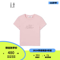 b+ab it 女装合身短袖上衣2024春季日常基础款纯色内搭S646AIM PKL/粉红色 M