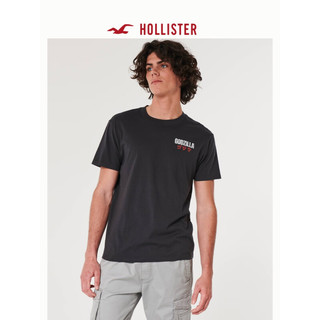 HOLLISTER24春夏美式棉质宽松圆领短袖T恤男女装358248-1 黑色 L (180/108A)