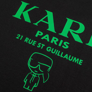 Karl Lagerfeld卡尔拉格斐轻奢老佛爷男装 24夏款简约休闲宽松印花短袖T恤 黑色 52