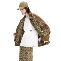 太平鸟女装 冬季时尚SPCN系列仿皮草满印牛仔外套