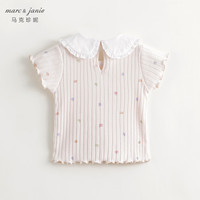 马克珍妮 marc & janie马克珍妮 marc & janie女童满底花卉娃娃领短袖T恤儿童纯棉上衣夏装240760 浅粉色 110cm