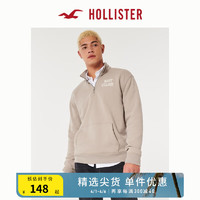 HOLLISTER美式风半高领抓绒卫衣运动衫 男装女装 329759-1 浅棕色 S