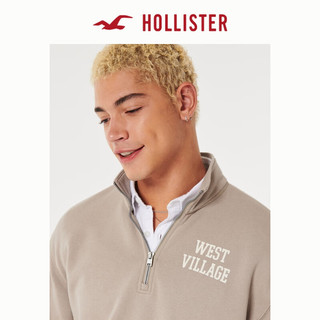 HOLLISTER美式风半高领抓绒卫衣运动衫 男装女装 329759-1 浅棕色 S