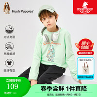 暇步士(Hush Puppies)童装儿童男女童2024春季长袖圆领衫青春活力休闲百搭 芥末绿 160cm