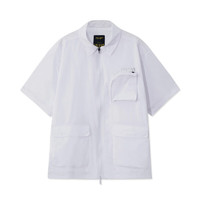 LI-NING 李宁 男子夏季新品联名系列男女同款短袖衬衫时尚宽松运动上衣 标准白ASHR129_1 M
