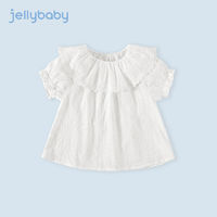 JELLYBABY 杰里贝比 女童白衬衫2-3儿童短袖衬衣小童夏装衣服洋气5岁宝宝上衣