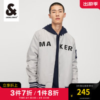 杰克琼斯 杰克·琼斯（JACK&JONES）男百搭按扣字母刺绣棒球服夹克保暖外套男士上衣 C42浅灰色 170/92A/S