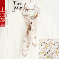 上海故事真丝丝巾女小方巾2024春夏桑蚕丝中方巾 丽日幽香 米咖