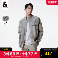 杰克琼斯 杰克·琼斯（JACK&JONES）春季新款潮男装休闲上衣刺绣纯棉衬衣宽松长袖翻领扎染设计衬衫 E11 卡其色 175/96A/M