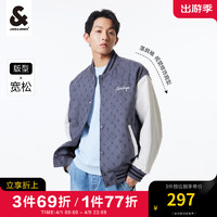 杰克琼斯 杰克·琼斯（JACK&JONES）春季男装潮流宽松棒球服仿麂皮老花长袖上衣满印夹克衣服外套男士 暗灰色-E39 170/92A/S