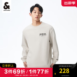 杰克琼斯 杰克·琼斯（JACK&JONES）2024春季新款潮男字母印花舒适纯棉宽松长袖圆领卫衣男224133045 C43缎白色 175/96A/M