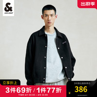 杰克琼斯 杰克·琼斯（JACK&JONES）春季男士纯色衣服外套略宽松羊毛混纺翻领夹克上衣衣服外套男装 黑色-E40 185/104A/XL