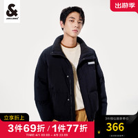 杰克琼斯 杰克·琼斯（JACK&JONES）春季新款男装潮流宽松棉衣短款立领棉袄棉夹克外套棉服保暖男士 黑色-E40  175/96A/M