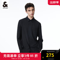 杰克琼斯 杰克·琼斯（JACK&JONES）春季新款男士衬衣衣服翻领直筒字母刺绣基础百搭衬衫外套男装款 黑色E40 180/100A/L