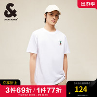 杰克琼斯 杰克·琼斯（JACK&JONES）男装春夏新款短袖时尚简约休闲字母刺绣纯棉短袖T恤男224101134 A06 本白色 常规 A06 本白色 175/96A/M