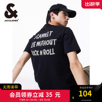 杰克琼斯 杰克·琼斯（JACK&JONES）男装春夏新款情侣简约潮流多巴胺T恤字母印花纯棉短袖T恤男 E40 黑色 常规 E40 黑色 180/100A/L