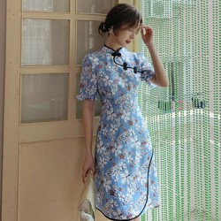 JK&JS 旗袍年轻款少女夏季民国风小个子优雅改良版连衣裙