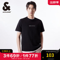 杰克琼斯 杰克·琼斯（JACK&JONES）男装春夏潮男纯棉趣味字母休闲多色短袖T恤上衣男224101064 黑色E42 常规 黑色E42 175/96A/M