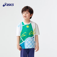 asics亚瑟士童装2024年夏季儿童运动短袖凉爽排汗 1406蓝色 105cm