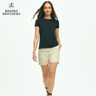 布克兄弟（BrooksBrothers）女士24春夏纽扣式高腰休闲口袋短裤 B105-米色 0