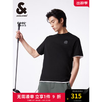 杰克·琼斯（JACK&JONES）夏直筒圆领休闲时尚舒适清爽凉感男士短袖T恤男装224201165 E40 黑色 常规 180/100A/L