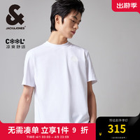 杰克·琼斯（JACK&JONES）夏直筒圆领休闲时尚舒适清爽凉感男士短袖T恤男装224201165 A06 本白色 常规 175/96A/M