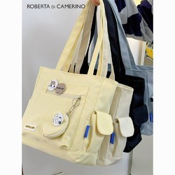 Roberta di Camerino 诺贝达 慵懒风大容量帆布包女复古简约少女学生单肩包手提托特包