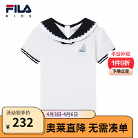 FILA【免烫抗皱】FILA斐乐童装儿童短袖polo衫女小童夏季速干透气运动 标准白-WT 105cm