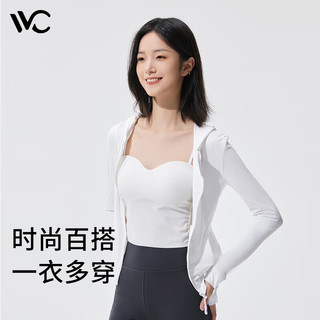 VVC防晒衣服女士修身冰丝凉感防紫外线短外套披肩外套 云纱白 M