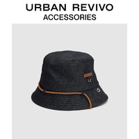 URBAN REVIVO 2024春季男士时髦绳子装饰渔夫帽UAMA40029 黑色 F
