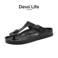Devo 的沃 Life的沃拖鞋 轻质防水海滩人字拖 黑色EVA