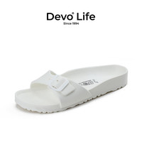  的的的沃 Devo Life  的的沃 Devo Life   Life  Life的的的沃 Devo Life  的的沃 Devo Life   Life 休闲一字沙滩轻便度假旅游 拖鞋 2606 白色EVA 37